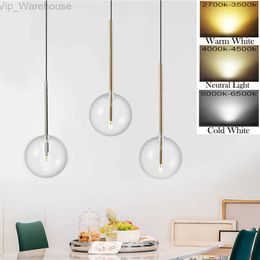 Modern Nordic Pendant Lamp Minimalist Clear Glass Lights Transparent Glass Ball Hanging Lamps for Loft Living Dining bedroom HKD230825