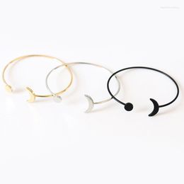 Bangle Bangles For Woman Girls Moon Design Open Cuff Man Jewellery Classic Gold Colour Silver Black Bracelet Year Gifts
