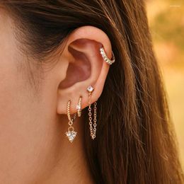 Dangle Earrings 5pcs/set Retro Heart Pendant CZ For Women Small Circle Twist Huggie Stylish Ear Buckle 2023 Jewellery Bijoux