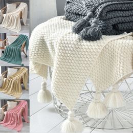 Blankets Nordic Tassel Knitted Blanket Solid Fringe Blanket For Bed Travel Sofa Shawl Throw Blanket Large Size Air Conditioner Blanket 230824