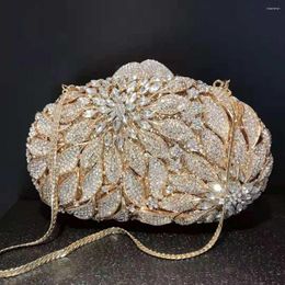 Evening Bags Lady Handmade Gold Color Diamond Clutches For Women Party Purse Bag Wedding Chain Handbags Dinner Prom Clutch