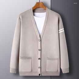 Men's Sweaters Winter Knitted Cardigan 2023 Trend Young Texture Striped Contrast Fashion