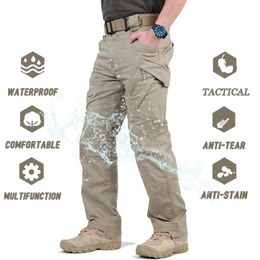 Men's Pants Tactical Cargo Men Multi Pockets Breathable Quick Dry SWAT Combat Stretch Waterproof Army Military Work Trousers 2577