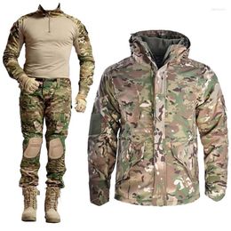 Men's Tracksuits 2023 Military Uniformwith Coat Pads Tactical Jacket Pants Shirts Hunting Outdoor Men Hooded Combat Uniform Airsof