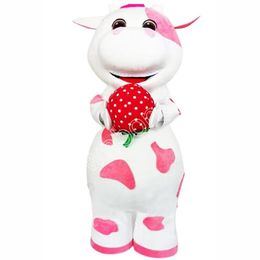 Cute Plush Pink Cow Mascot Costume Walking Halloween Suit Large Event Costume Suit Party dress Apparel Carnival costume