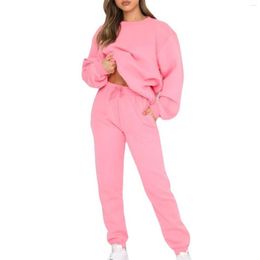 Women's Two Piece Pants Autumn And Winter Fashion Solid Colour Oversized Long Sleeve Sets Casual Top 2 Outfits Sweatsuit 2023