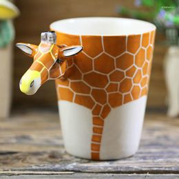 Mugs 1 Pcs Creative Giraffe Ceramic Cup 3D Cartoon Animal Mug Hand-painted Green Tea Single Layer Personalized Gift