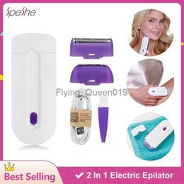 SPESHE 2 IN 1 Rechargeable Electric Hair Removal Device Lady Portable Epilator Device Painless Sensor Whole Body Depilador HKD230825