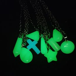 Luminous Stone Hexagon Cross Heart Water Drop Charms Chromatic Glowing Glow in The Dark Pendant Necklace Jewellery Making