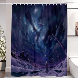 Shower Curtains Bright Colored Curtain Anti-mildew Spooky Halloween Waterproof Fabric For Bathroom