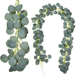 Decorative Flowers 200CM Plastic Eucalyptus Globulus Artificial Plants Leaves Green Fake Leaf Hanging Palm Rattan Home Wedding Garden