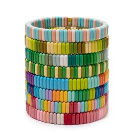 Bangle Design 2x8mm Beads Elastic Bracelets For Women Colourful Beads Elastic Bracelets Candy Colour Beads Bangle Jewellery 230824