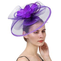 Wide Brim Hats Bucket Black Fascinators Hat For Women Wedding Party Headband French Mesh Veil Hair Hoop Ornaments Bride Feathers Hairpin Cocktail 230825