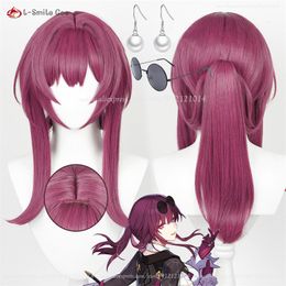 Cosplay Wigs 43cm Kafka Cosplay Wig Anime Honkai Star Rail Cosplay Rose Purple Kafka Honkai Wig Heat Resistant Synthetic Hair Wigs Wig Cap 230824