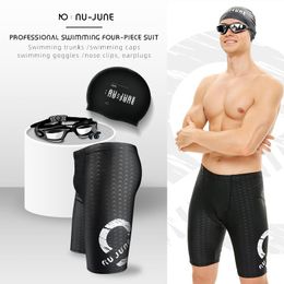 set NuJune Men Swimwear Tight Swim Trunks Quick Dry Swimming Shorts Mens Swimsuit Boys Beach Shorts Swim Trunks Competitives Pants