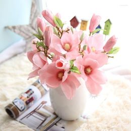 Decorative Flowers Magnolia Silk Orchid Wedding Decoration Single Branch Artificial For Home
