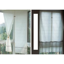 Curtain 1Pc Pastoral Style Embroidered Flower Cloth Door Curtains For Bedroom Beige Partition 85cm Width X 150cm Height 230824