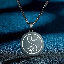 Pendant Necklaces Todorova Minimalist Stainless Steel Engraved Celestial Sun And Moon Necklace For Women Charm Simple Jewellery Gift