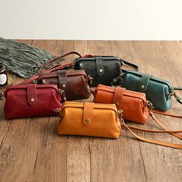 Evening Bags 2023 Casual Leather Shoulder Retro Handmade Doctor Bag Clutch Crossbody Women Vintage Style Travel Handbags Messenger 230824