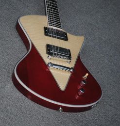 Rare Music Man Ernie Ball Armada Natural Trans Red Flame Electric Guitar V-shaped bookmatched Maple top, HH Humbucking Pickups