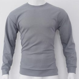 Men's T Shirts Long Sleeve Mens Shirt O-Neck Office Outdoor Solid Tee Crew Neck Vacation Waffle Thermal Breathable Casual Classic