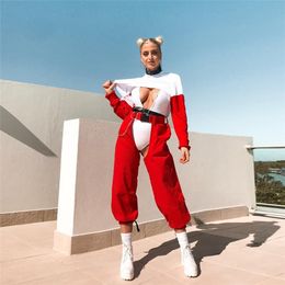 Women's Jean Red Hip-Hop Dance Costumes Open Harem Pants Red Jazz Dance Pants Stage Performance Trousers Pole Dance Clothing 230824