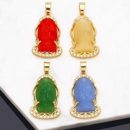 Pendant Necklaces OCESRIO Multiple Colour Glass Buddha For Necklace Copper Gold Plated CZ DIY Handmade Jewellery Making Supplies Pdta878