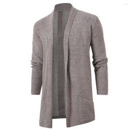 Men's Sweaters Men Autumn Cardigan Coat Lapel Long Sleeve Open Front Pockets Knitting Outwear Sueter Masculino
