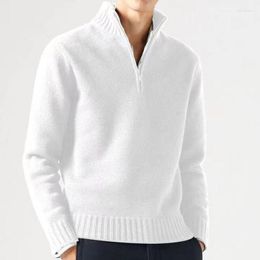 Men's Sweaters Autumn Winter Pullovers Thicker Sweater Half Zipper Stand Collar Solid Color Warm Pullover Men Casual Knitted