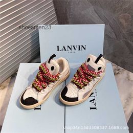 Men Sneaker Coloured 2023 Thick Designer Small Mens Leisure Lanviin Sole Curbs Couple Fashion White Ink Women's Bread Running Shoes Skateboarding Bs3b