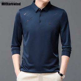2023 New Men's Long Sleeve T-shirt Business Casual Polo Shirts Lapel Loose Print Tees Autumn Fashion Men's Clothing Tops M-4XL HKD230825