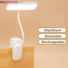 360 Flexible Table Lamp with Clip Stepless Dimming Led Desk Lamp Rechargeable Bedside Night Light for Study Reading Office Work HKD230824