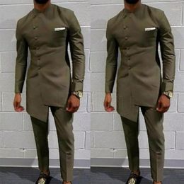 Vintage African Clothing For Men Men's Long Wedding Suit Men Attire Groom's Suit Slim Blazers Fit Mens Coat Jacket Pant306V