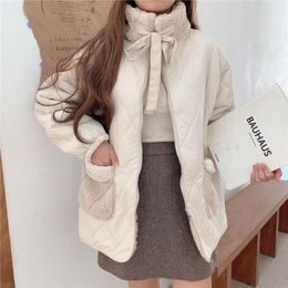 Women's Trench Coats Women Cotton Padded Jacket Lamb Wool Coat Female Winter Korean Loose Pockets Plush Thick Warm Parkas Japanese Wadded