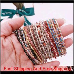 20Pcs Lot 7Inch Men'S Hip Hop Bracelet Tin Alloy Gold Silver Iced Rhinestone Crystal 1 Row Tennis Chain Bracelet Drop Shippin2148