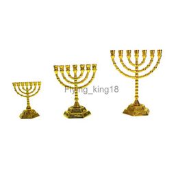 Je Menorah Candle-Holders Religions Candelabra Hanukkah Candlesticks 7 Branch HKD230825
