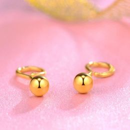 Stud Earrings Korean Version Simple Round Bead Ear Hook Gold Plated Mini Straight Needle Women's Fashion With Jewellery