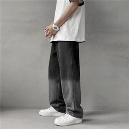Men's Jeans Wide-leg Fashion Retro Gradient Baggy Men Streetwear Loose Hip-hop Straight-leg Denim Trousers Mens M-2XL291Q
