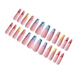 False Nails Colourful Line Ballet Long Artificial With Harmless And Smooth Edge For Fingernail DIY Decoration