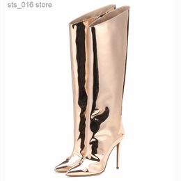 Boots Women's High Boots Gold Silver Pointed Toe Knee-high Boots for Woman Sexy High Heels Party Shoes Ladies Thigh High Boots T230824