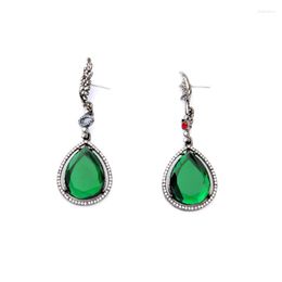 Stud Earrings Shiny Feather Rhintstone Flying Lovely Earring Water Droplets Long Jewellery Epoxy Resin Green For Women