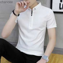 Summer Luxury Business Polo Shirts For Men Clothing Lapel Zippers Fashion White Short Sleeve Male Casual Tops 2023 Free Shipping HKD230825