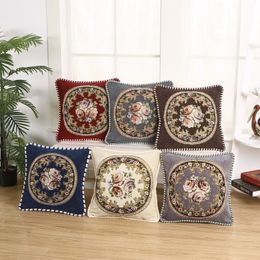 Pillow Case Chenille Fabric Jacquard Embroidered Cushion Covers 48 48 58 58cm Floral Pillowcase Home Sofa Decorative Luxury Throw Pillows 230824