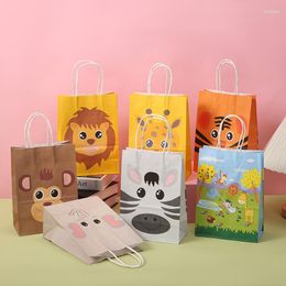 Gift Wrap 10pcs Carton Animal Bags Zoo Jungle Safari Birthday Party Paper Candy Box Cookies Packaging Bag Baby Shower Decor