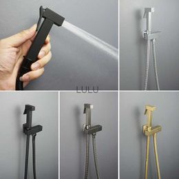 Black Handheld Bidet Toilet Sprayer Solid Brass Single Cold Water Corner Valve Bidet Faucets Square Hand Shower Head Tap Crane HKD230825 HKD230825