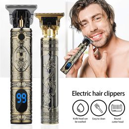 Razors Blades in Vintage T9 0MM Hair Cutting Machine trimmer Cordless Hair finishing Beard Clipper for men Electric shaver Razors USB 230824