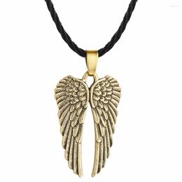 Pendant Necklaces Chandler 1pcs Angel Wing Guardian Choker Men Vintage Gothic Feather Pendants Antique Tone Kolye Fashion Jewelry