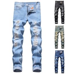 Fashion Ripped Hole Jeans Men Hollow Out Beggar Cropped Motorcycle Biker Pants Mens Cowboys Demin Pants227g