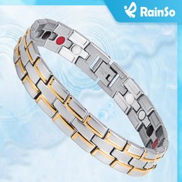 Bangle Healing Magnetic Bracelet MenWoman 316L Stainless Steel 4in1 Health Care Elements FIR GermaniumBracelet Hand Chain 230824