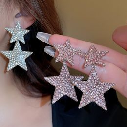 2024 stallone orecchini a pennello completo per donne gioielli di lusso Orecchi pentagrammi cristallini rosa festa di brincos regali orecchini femminili